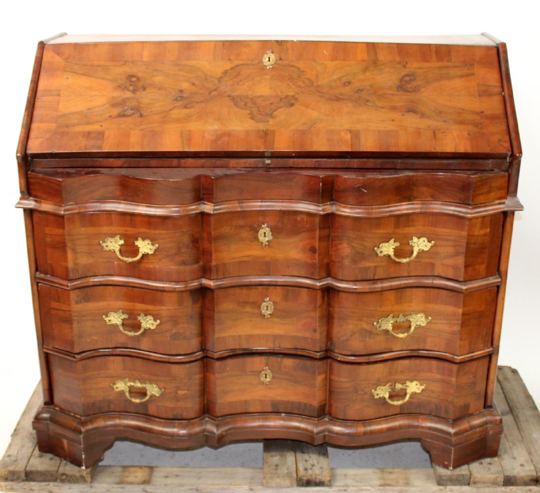 Burl walnut serpentine front fall front secretary Burl (1 of 8)