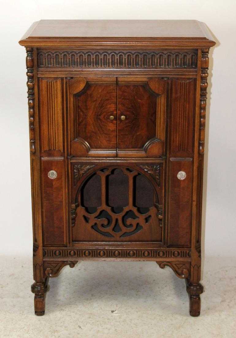 Vintage music cabinet with glass pulls: Vintage American music cabinet with glass pulls. 47"h x 29"w x 19"d