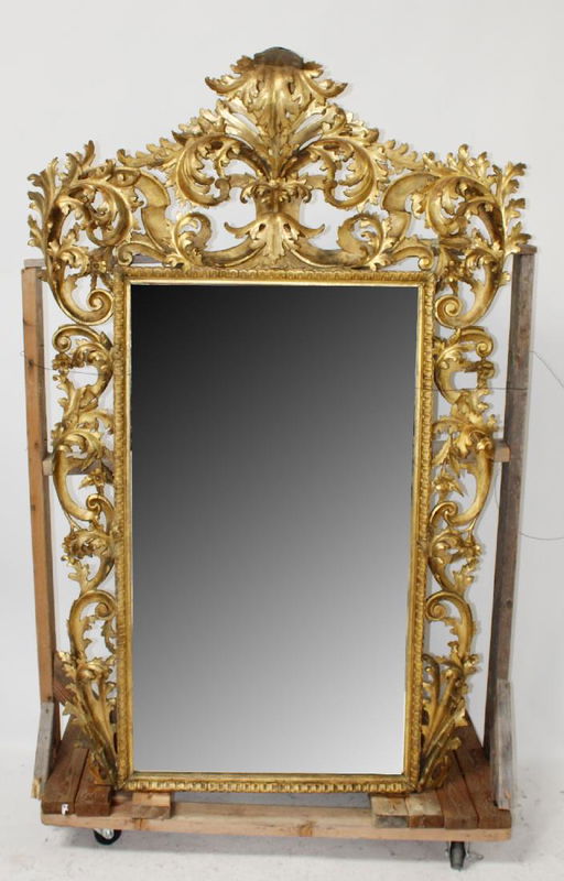 Italian Floine Rococo Gold Leaf Mirror
