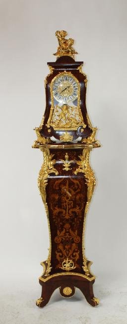Louis XIV style dore bracket clock on pedestal (1 of 7)