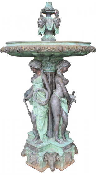 Vintage Garden Ornaments For Antique Bronze 4 Rivers Figural Fountain
