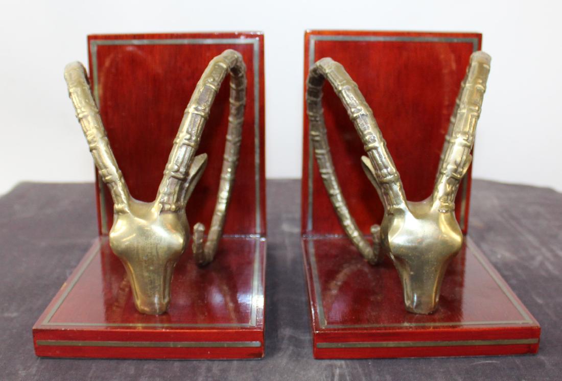 Pair of brass ram head bookends (1 of 6)
