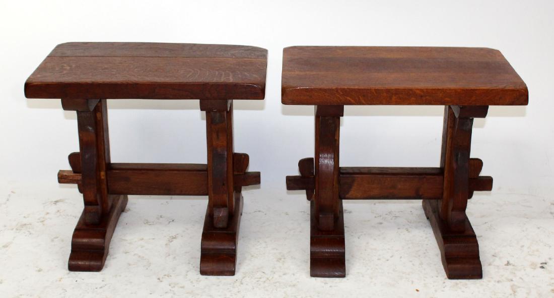 Pair of French Provincial oak stools (1 of 7)