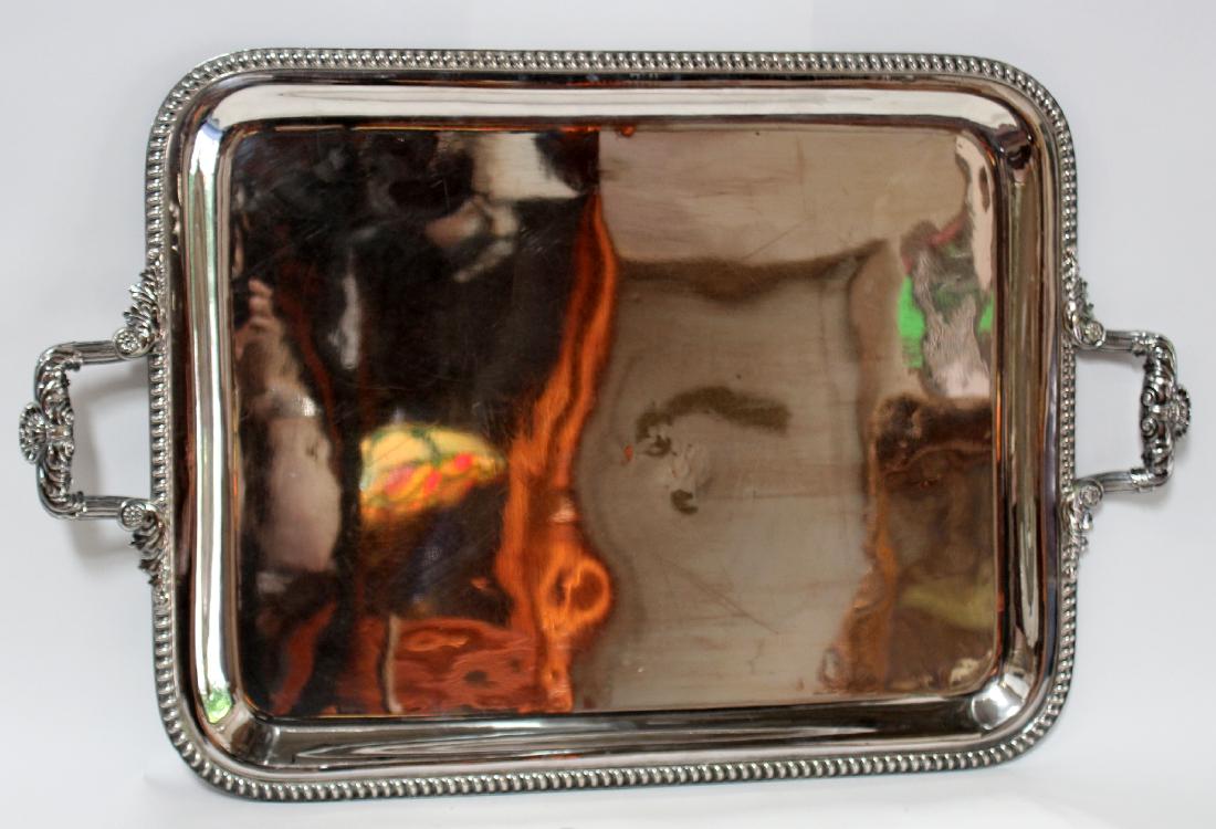 Large silverplate tray with handles (1 of 5)