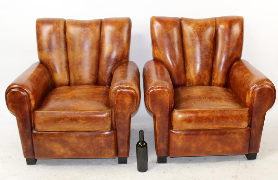 Pair of English leather club chairs (1 of 5)