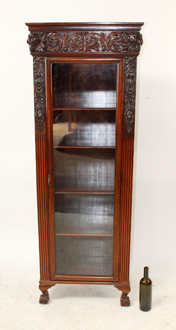 French carved walnut bookcase with lions (1 of 11)
