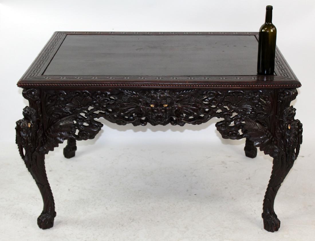 Japanese carved rosewood desk with dragons (1 of 8)