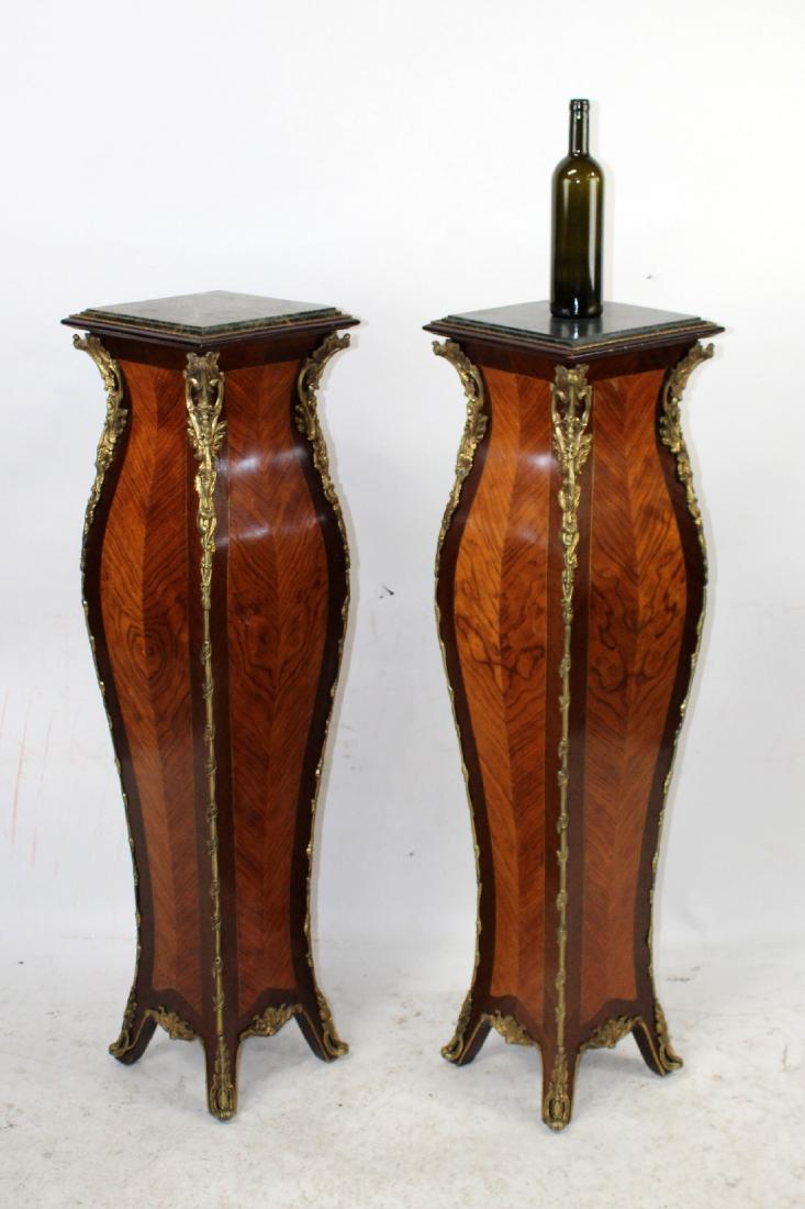 Pair of French Louis XVI style marquetry pedestals (1 of 8)