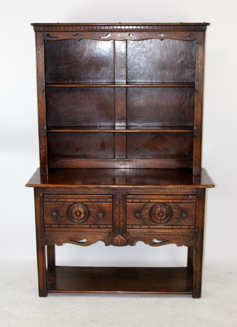 English Tudor carved oak welsh cupboard (1 of 6)