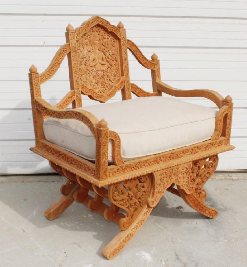 Carved Tibetan arm chair (1 of 7)