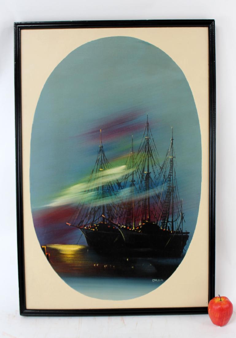 Oil on canvas seascape "Ships at sea": Oil on canvas "Ships at sea" signed lower right Carlson. 36"h x 24"w