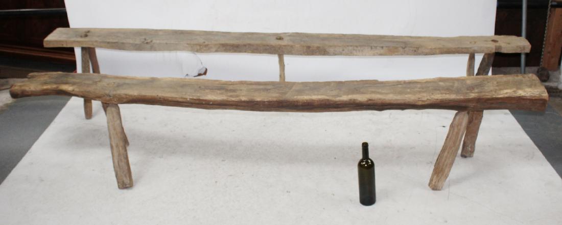 Pair of Naturalistic form pine benches (1 of 8)