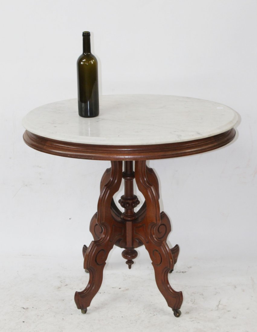 American Victorian marble top parlor table (1 of 5)