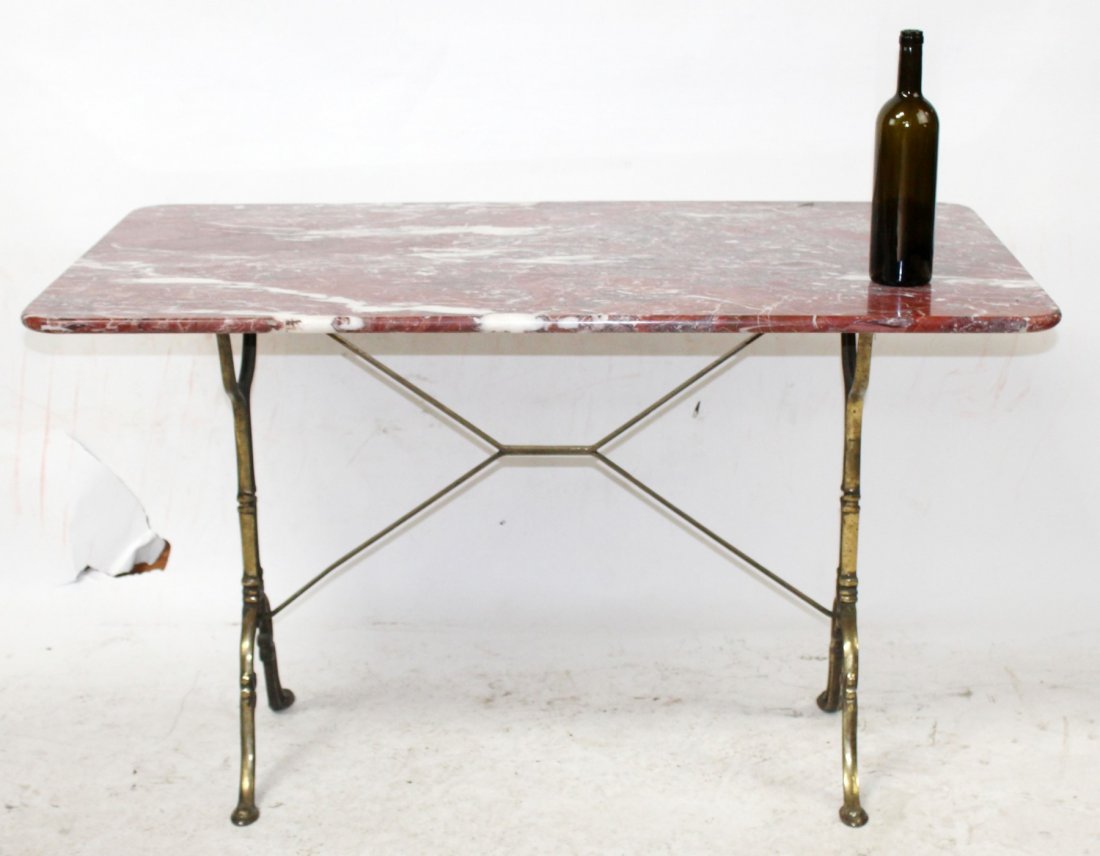 Marble top bistro table on iron base (1 of 6)