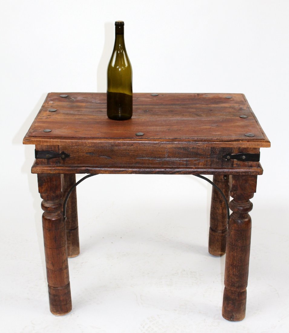 Indonesian side table with iron hardware: Indonesian side table with iron hardware. 21st century. 24"h x 27"w x 19 1/2"d