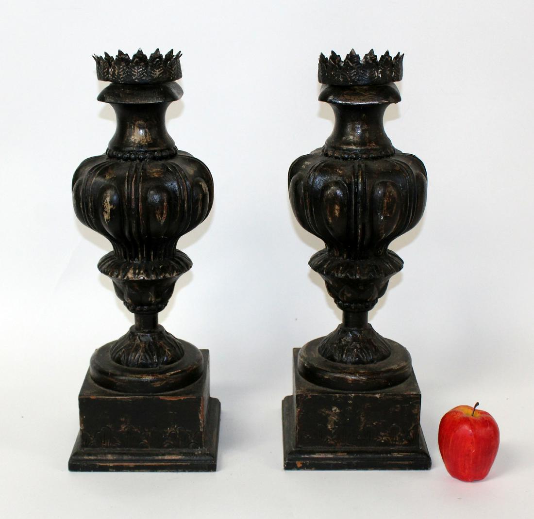 Pair of Guildmaster turned wood candle holders (1 of 7)