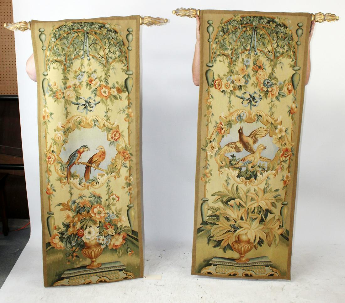Pair of tapestry wall hangings with birds (1 of 4)