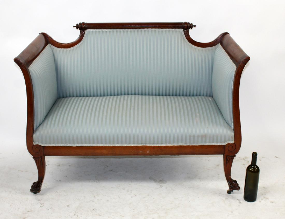 French Neo-classical mahogany curved arm settee (1 of 6)
