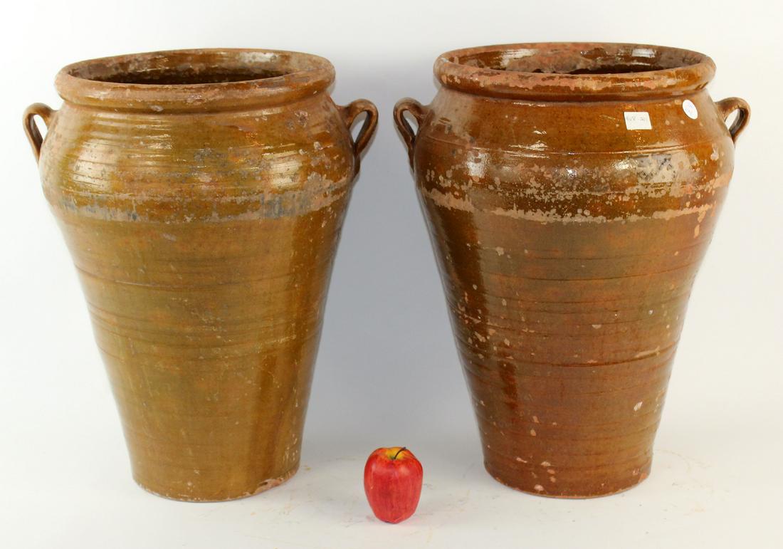 Pair Spanish glazed terra cotta pots (1 of 7)