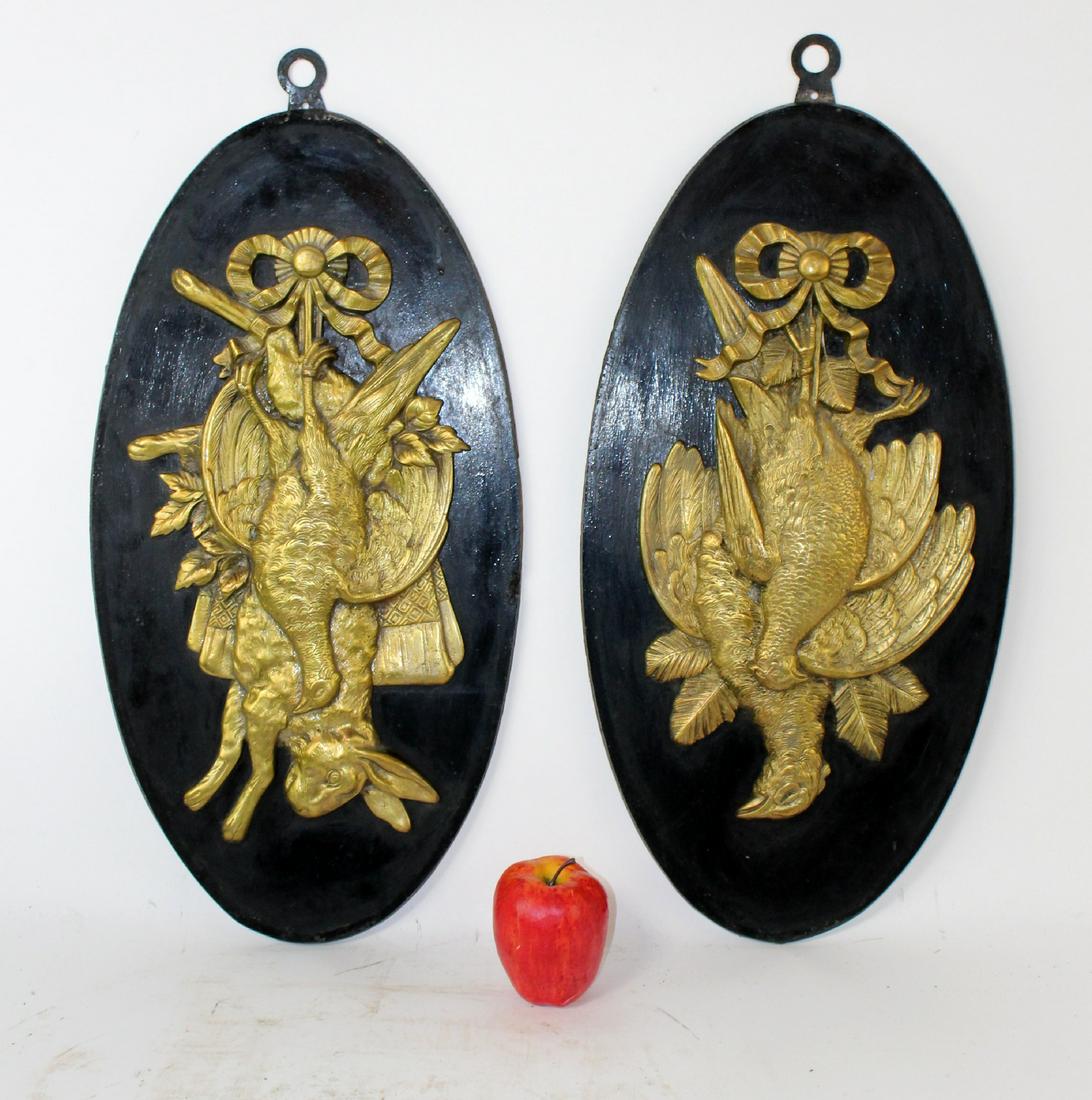 Pair of French bronze hunting plaques (1 of 7)