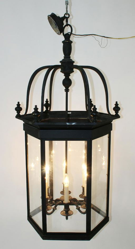 Large Black Iron Lantern Chandelier Large Black Iron Lantern Chandelier