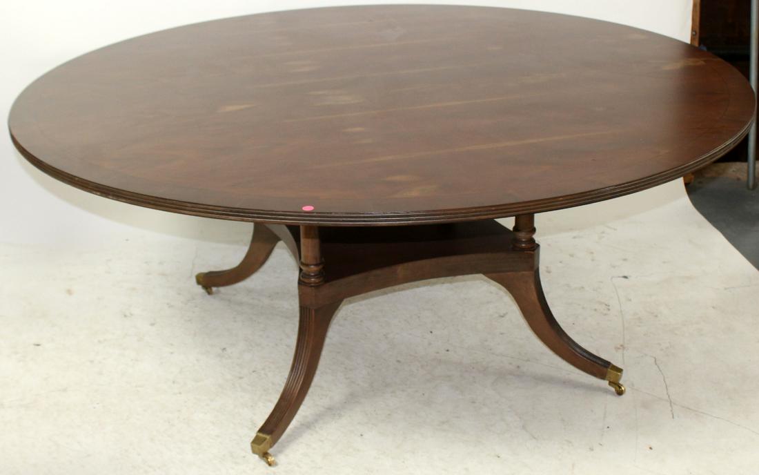 72" round yew wood dining table (1 of 8)
