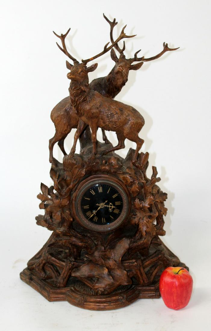 French Black Forest mantel clock with deer (1 of 9)