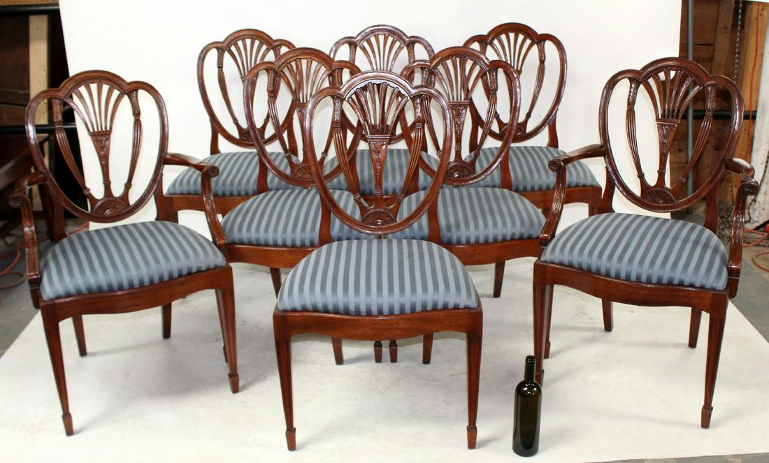 Set 8 Century Hepplewhite mahogany chairs (1 of 8)