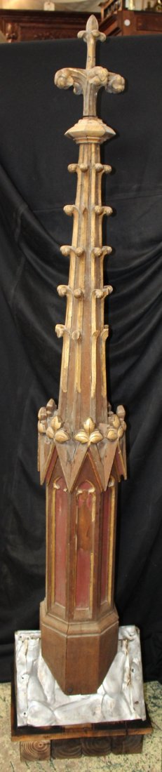 French Gothic carved wooden spire (1 of 9)