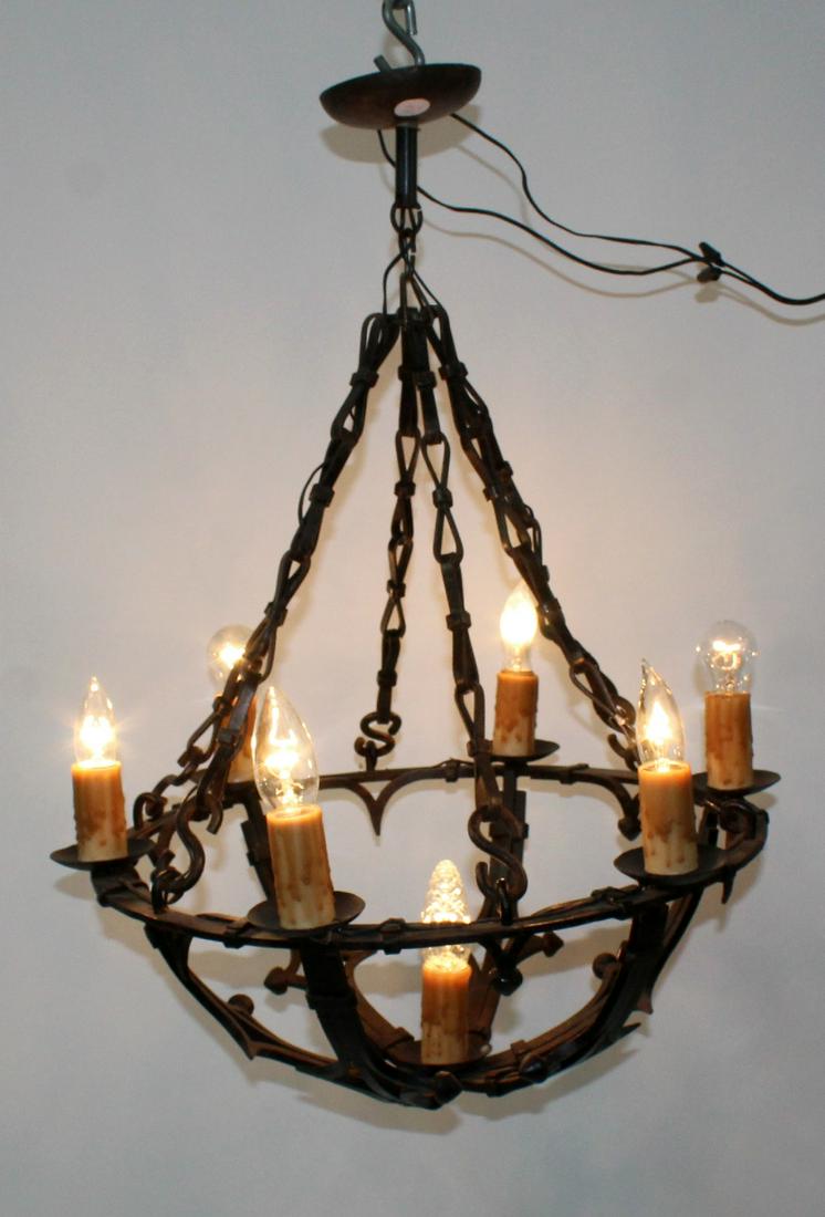 Wrought iron open basket style chandelier (1 of 6)