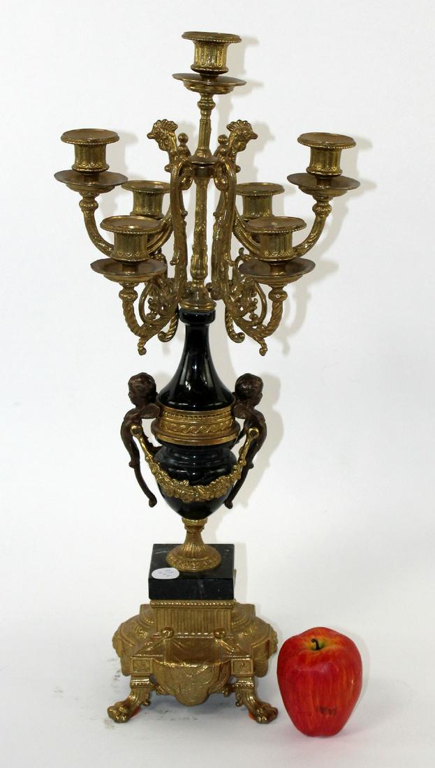 French bronze & marble 6-arm candelabra (1 of 6)