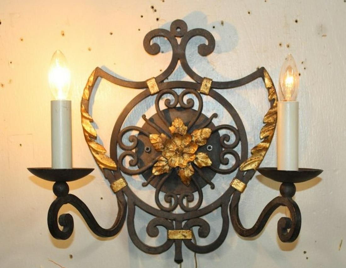 Iron shield form 2 arm sconce (1 of 3)