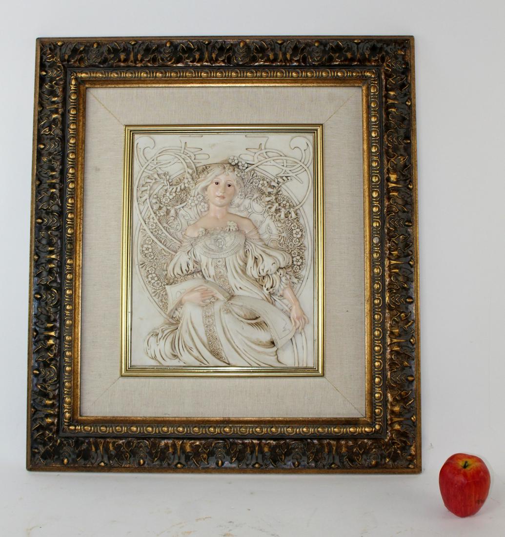 Cast relief plaque in the manner of Alphonse Mucha (1 of 5)