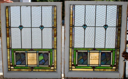 Pair Of Antique American Leaded Glass Windows Sep 21 2019