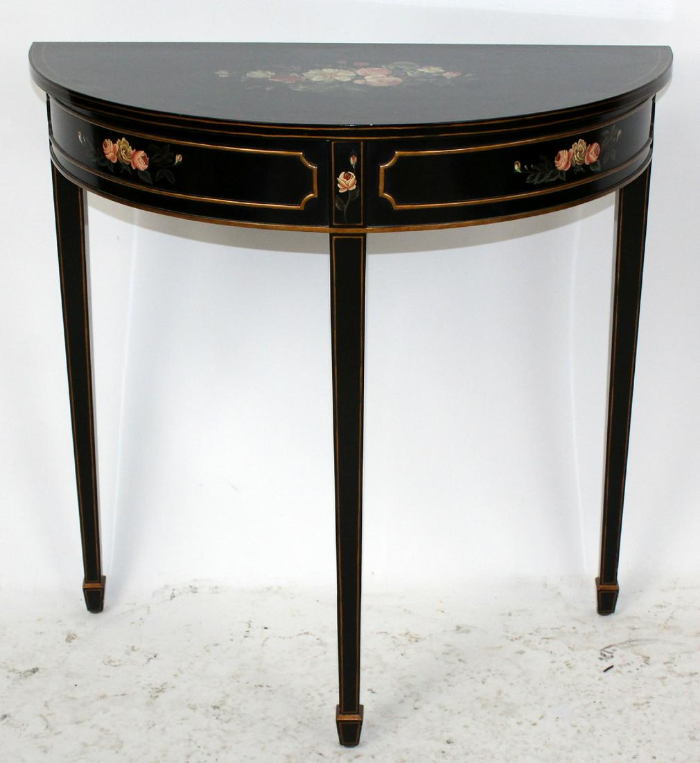 Maitland Smith floral painted black lacquered console (1 of 6)