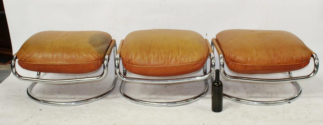 3 Mid Century modern leather and chrome stools (1 of 11)