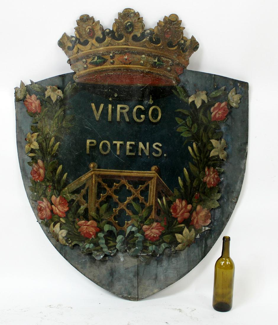 Antique French painted tin crest (1 of 7)