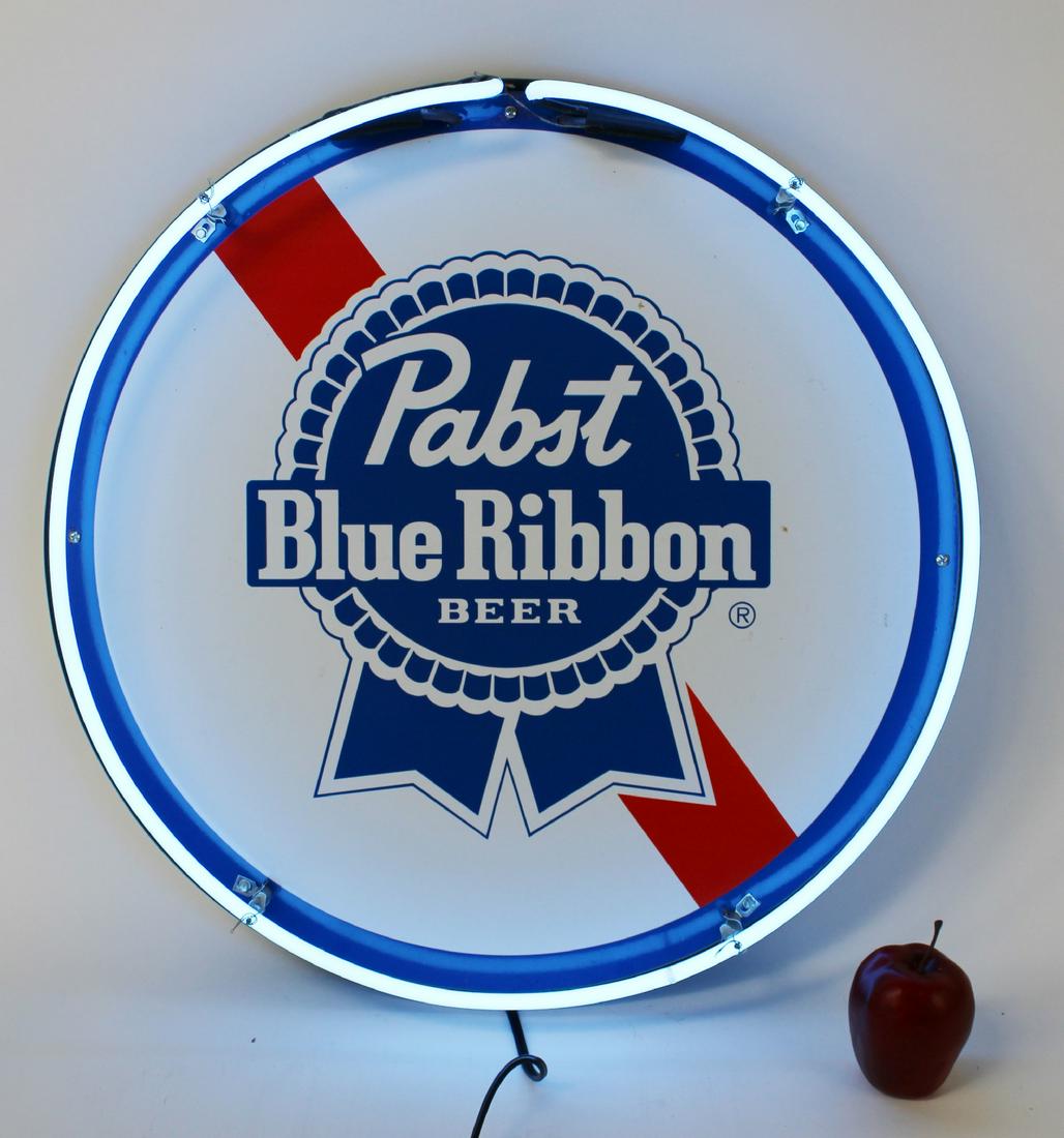 Round Pabst Blue Ribbon neon sign (1 of 4)