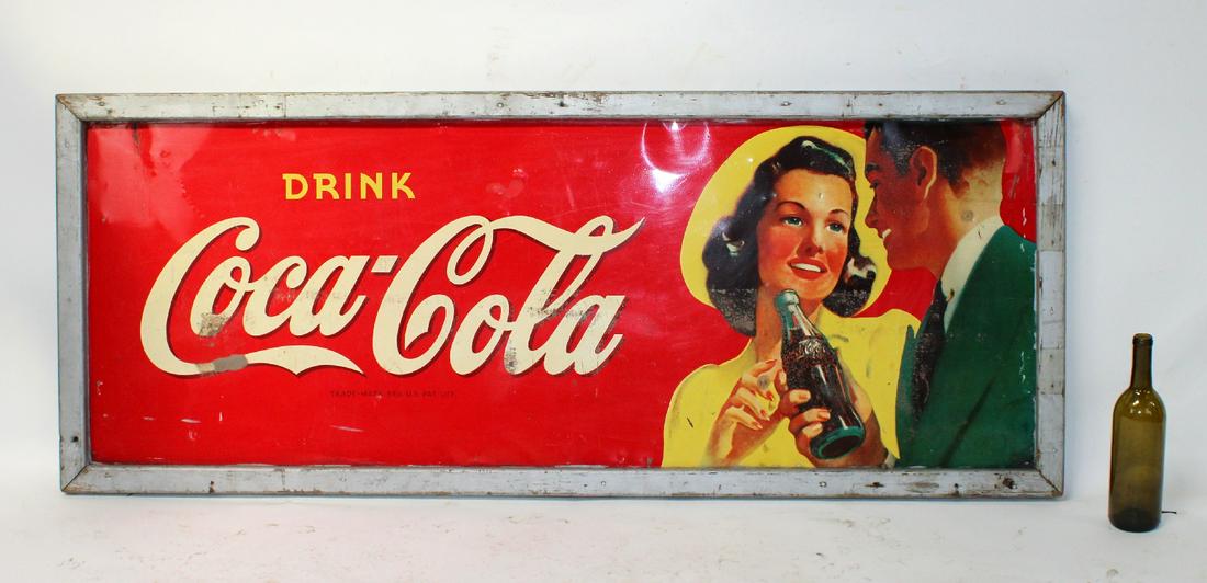 Vintage Coca Cola advertising sign in tin (1 of 8)