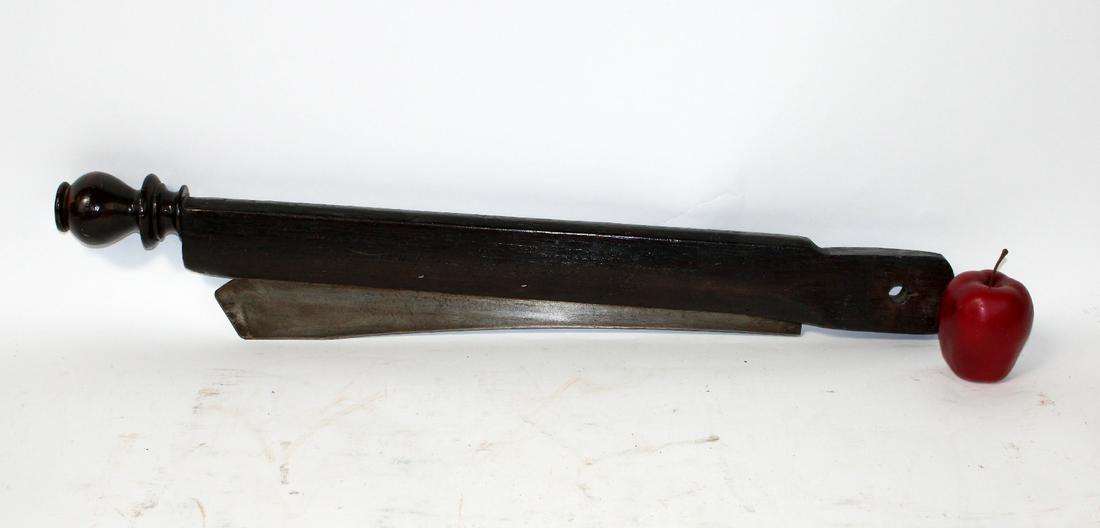 French Provincial fabric cutting knife: French Provincial fabric knife with wooden handle. 31 1/2"l