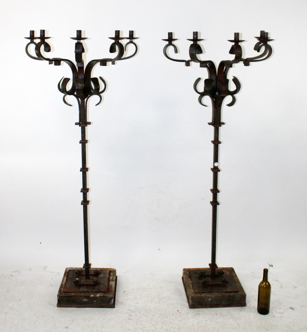 Pair of Jan Barboglio iron floor candle torchieres (1 of 6)
