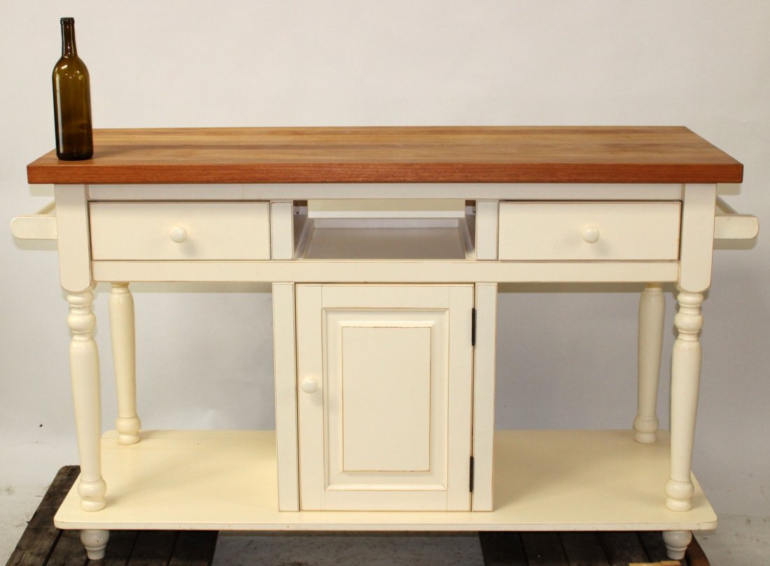 Farmhouse style Kitchen island with butcher block top (1 of 6)