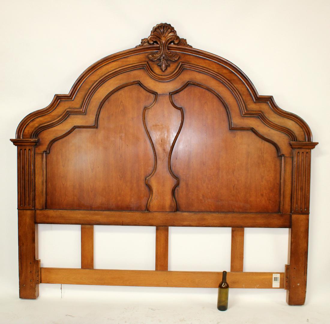 Tuscan style shaped king size headboard by Century: Tuscan style shaped king size headboard by Century. 78"h x 85"w
