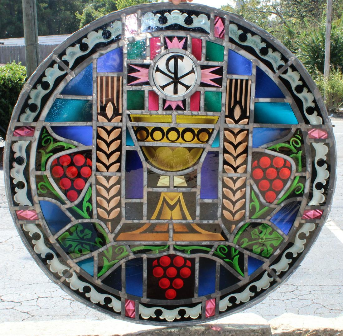 Round stained and leaded glass window (1 of 7)