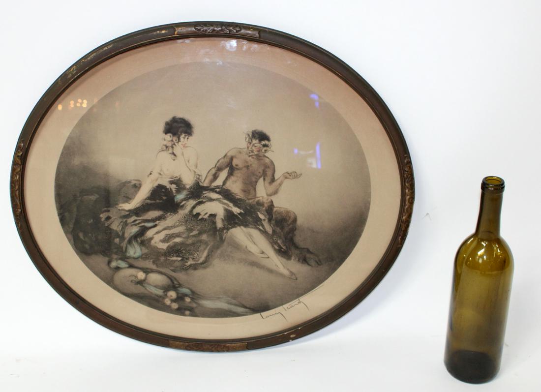 Louis Icart drypoint etching "Lady with Satyr" (1 of 7)