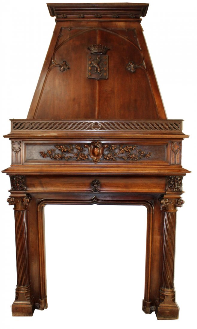 French fireplace mantel with mansard hood (1 of 11)