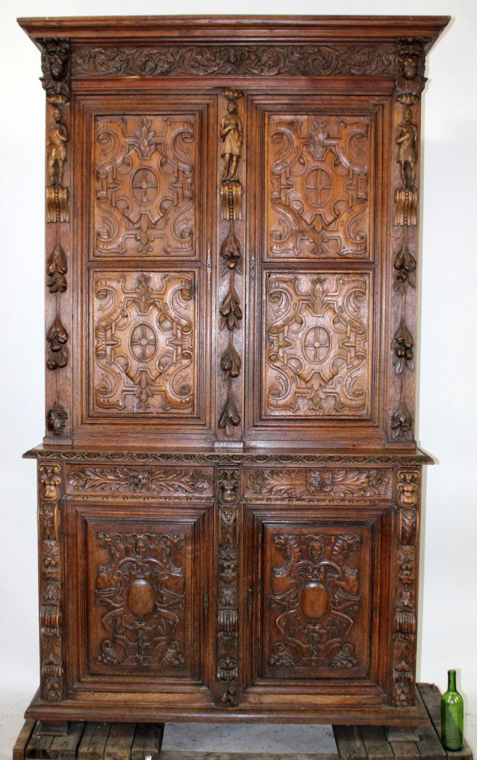 French heavily carved walnut buffet (1 of 10)