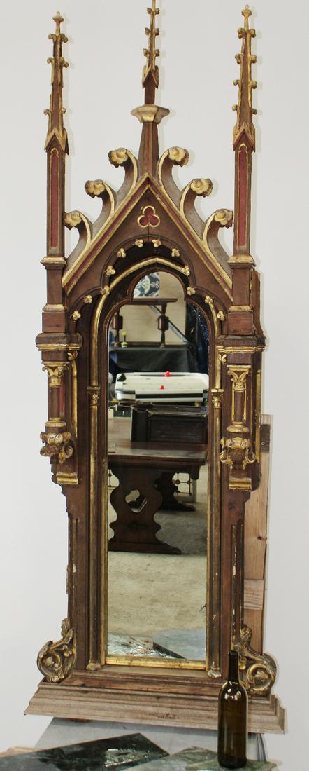 French Gothic framed mirror with spires (1 of 8)