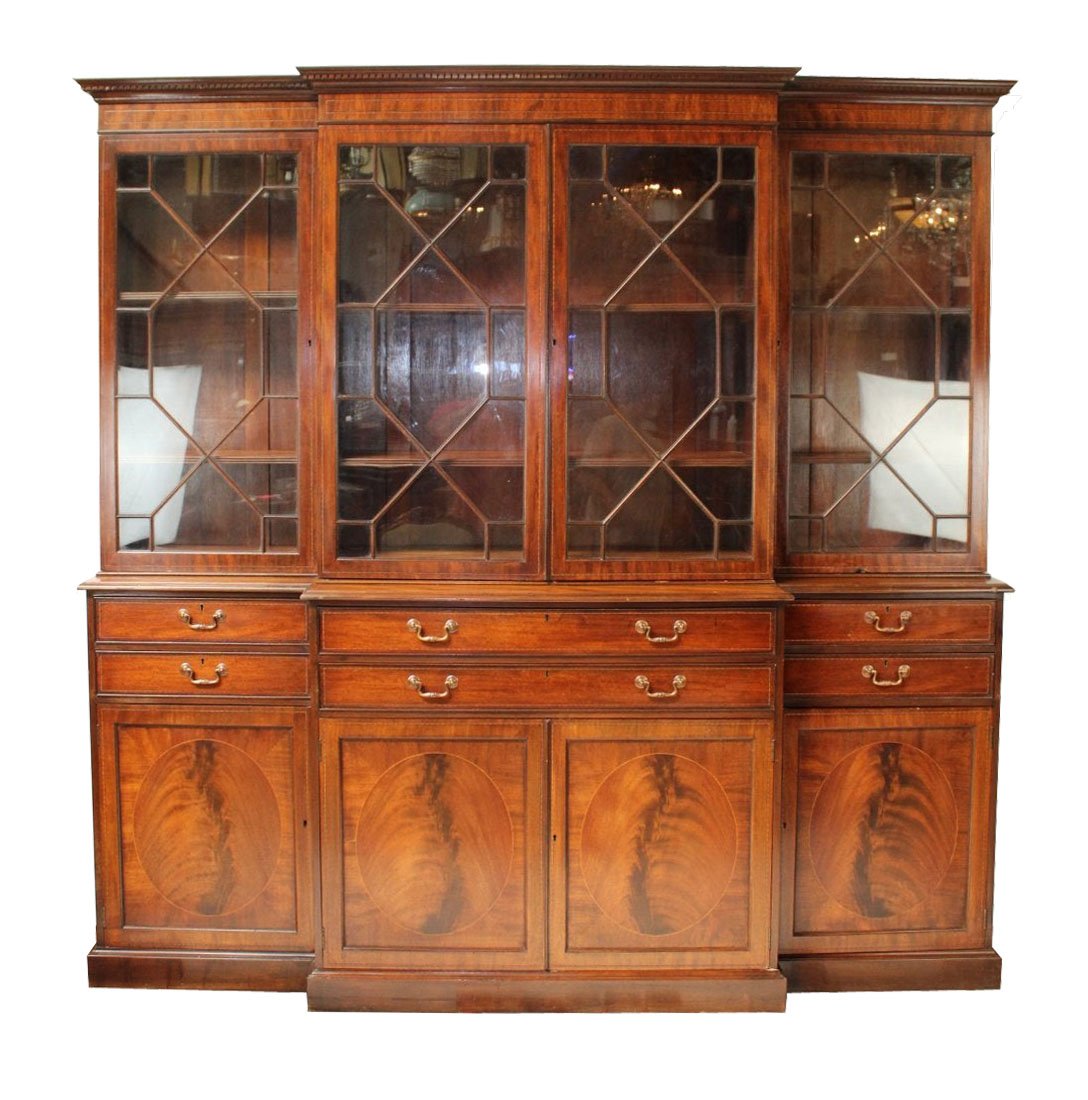 Georgian style breakfront bookcase in mahogany (1 of 7)