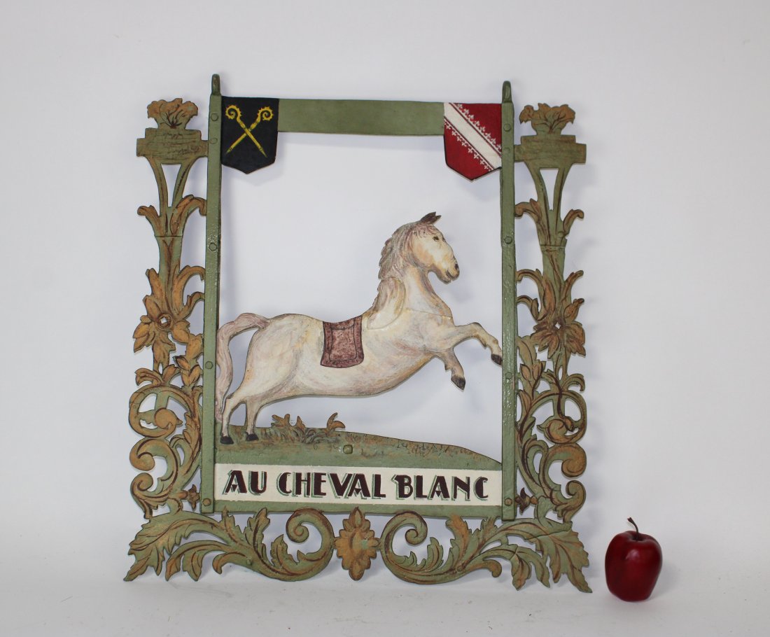 French iron double sided pub sign with horse (1 of 6)